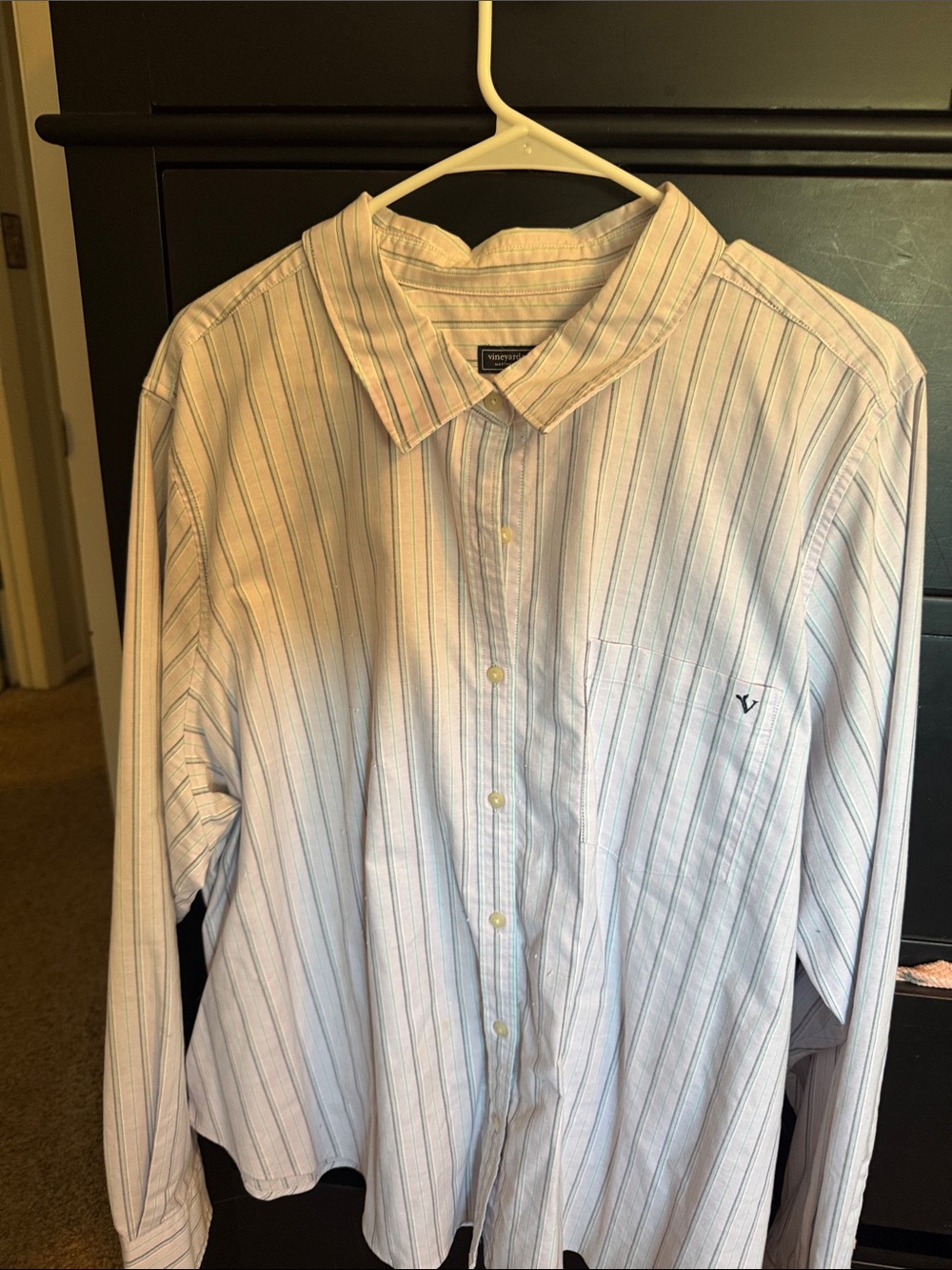 Vineyard Vines Light Blue and White Striped Dress Shirt